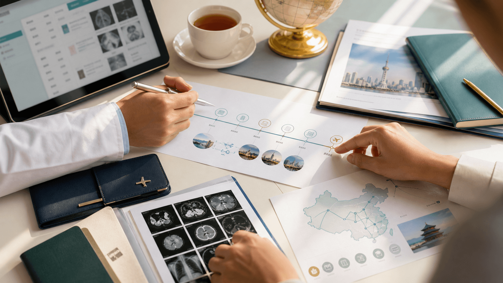 Medical travel planning with China hospital route documents and patient records