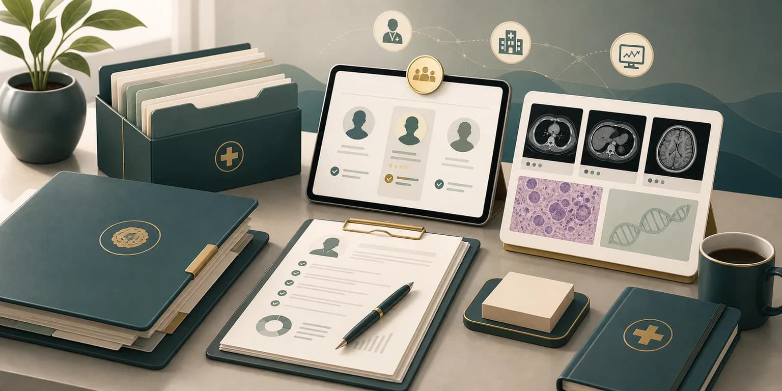 Cancer records and second opinion preparation illustration