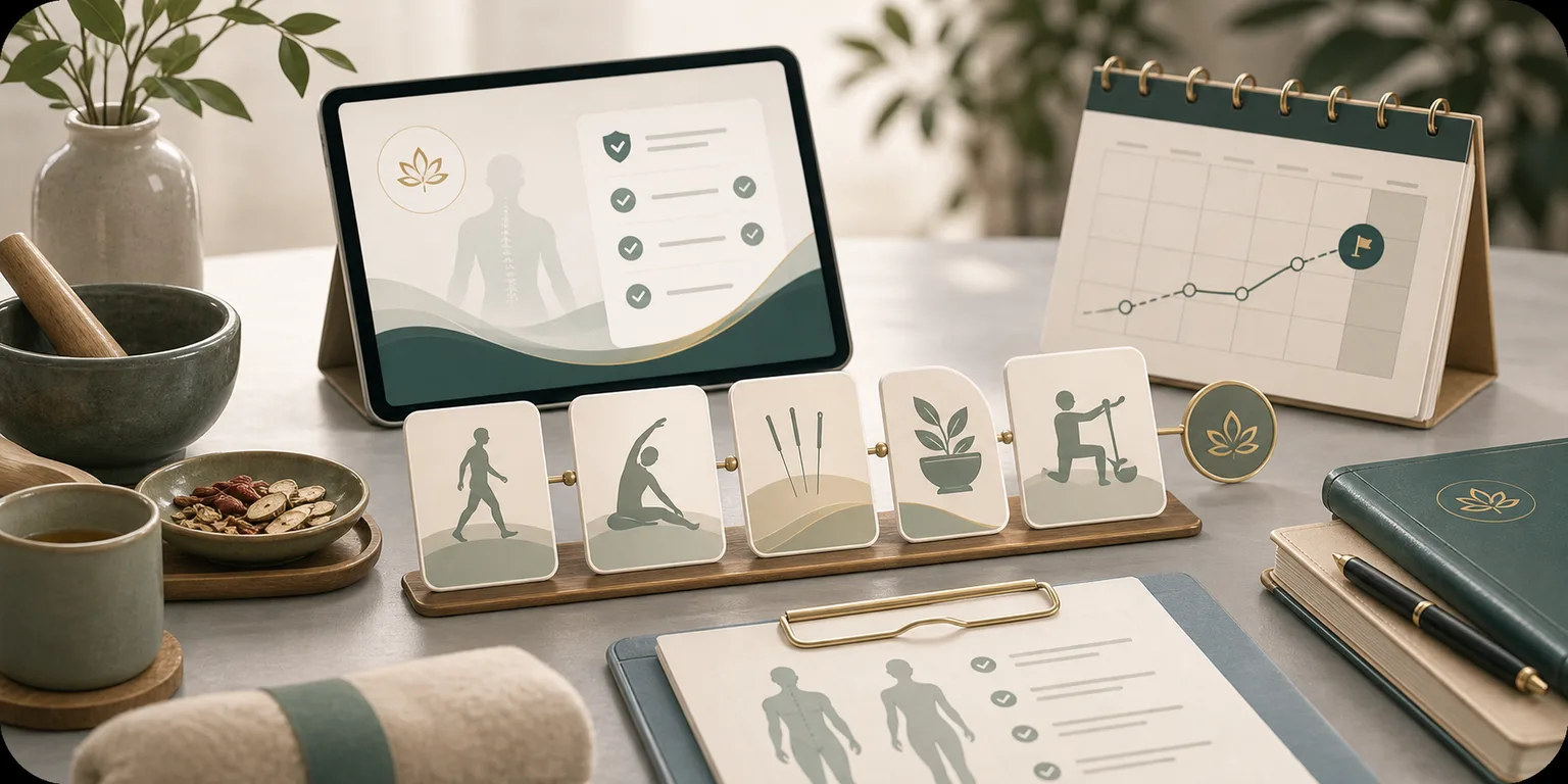TCM and rehabilitation recovery route illustration